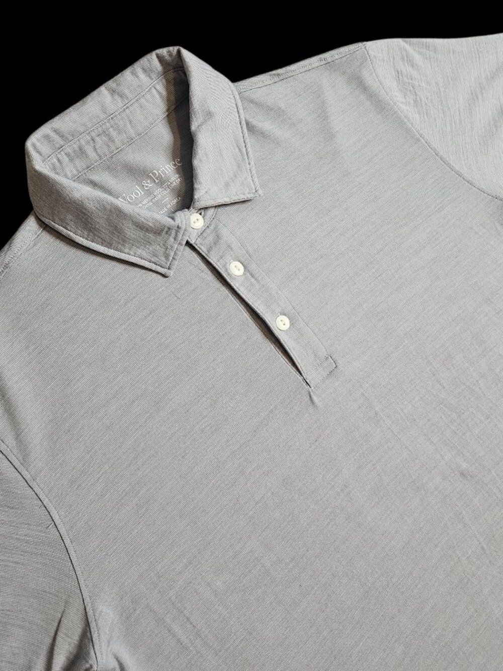 Wool & Prince Polo Shirt Gray Mens L Casual Preppy Yacht Golf Merino Blend Work